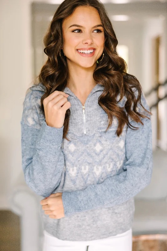 Women's Soft Cashmere Knit Pullovers Sweater-On The Slopes Blue Argyle Pullover