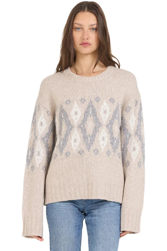 Women's Colorful Wool Knit Pullovers Sweater-One Grey Day Marlow Pullover in Biscuit Combo Women's Colorful Wool Knit Pullovers Sweater-One Grey Day Marlow Pullover in Biscuit Combo