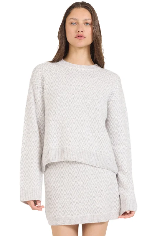 Women's Pullover Sweater with Knitted Patterns-One Grey Day Nyssa Pullover in Ivory Combo Women's Pullover Sweater with Knitted Patterns-One Grey Day Nyssa Pullover in Ivory Combo