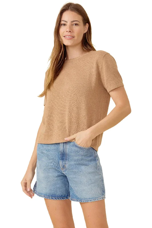 Soft Women's Short Sleeve T-shirt -One Grey Day Polina Tee in Fawn