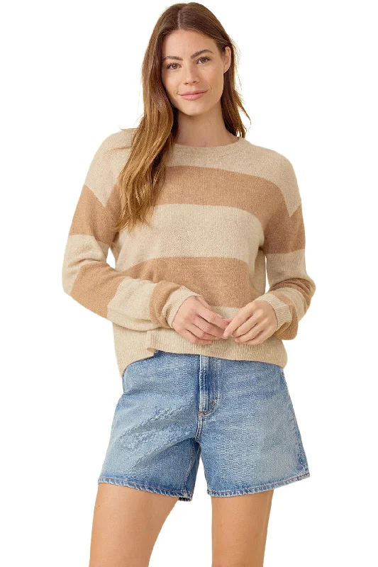 Women's Relaxed Cashmere Pullover Sweater-One Grey Day Sloane Boxy Pullover in Oatmeal Combo Women's Relaxed Cashmere Pullover Sweater-One Grey Day Sloane Boxy Pullover in Oatmeal Combo