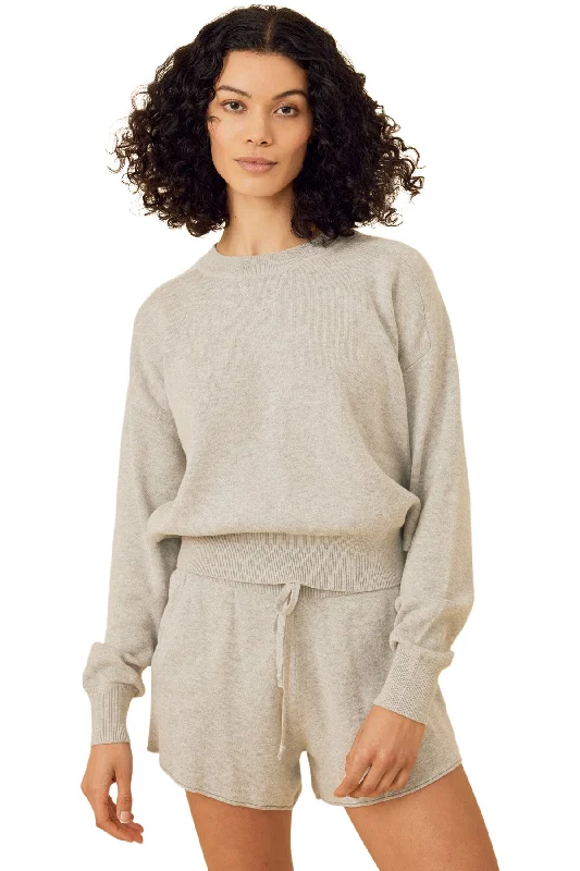 Women's Soft Knit Pullover Sweater with Drawstring-One Grey Day Warwick Pullover in Heather Grey Women's Soft Knit Pullover Sweater with Drawstring-One Grey Day Warwick Pullover in Heather Grey