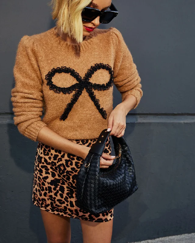 Women's Pullover Sweater with Thick Knit Pattern-Only Yours Lace Bow Pullover Sweater Women's Pullover Sweater with Thick Knit Pattern-Only Yours Lace Bow Pullover Sweater