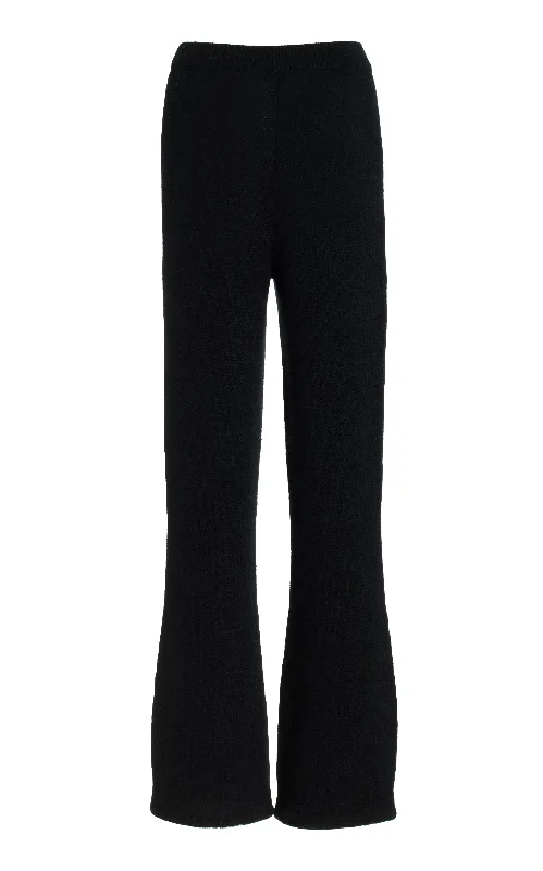 Knit Tops with Rounded Hem-Ornston Knit Pant in Black Cashmere