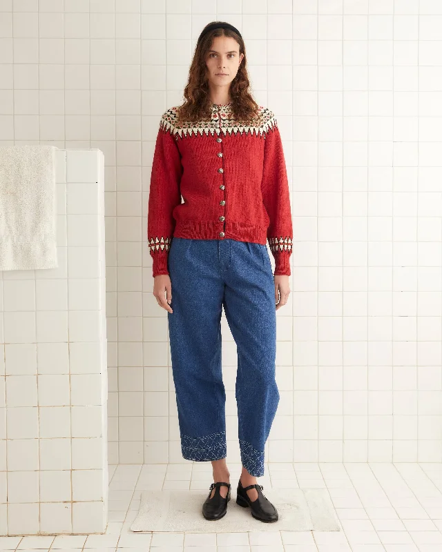Women's Knit Sweater with Leather Details -Oslo Cardigan