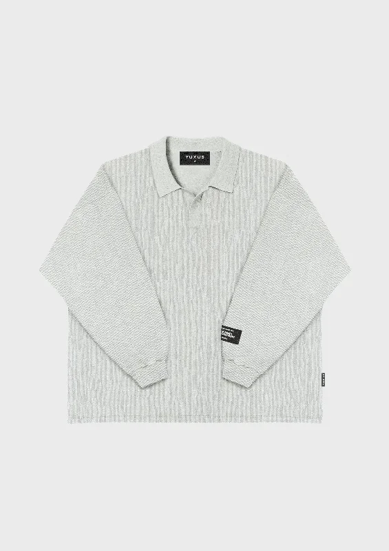 Women's Soft Wool Pullover Sweater-OSLO "GRAYSCALE" KNITTED POLO