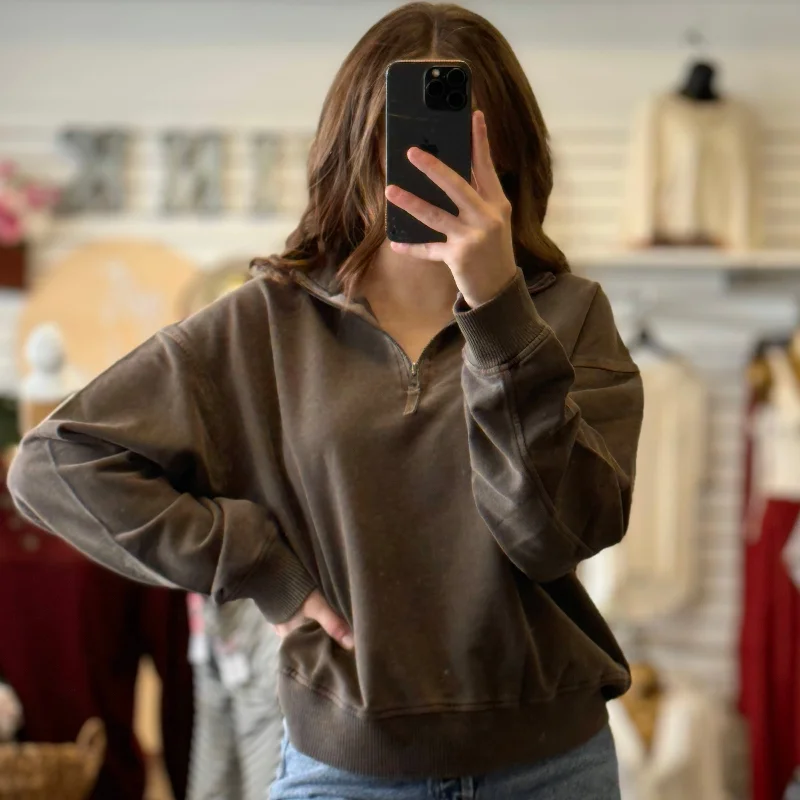 Women's Sweatshirts with Vintage Design -Over It Half Zip Sweaters