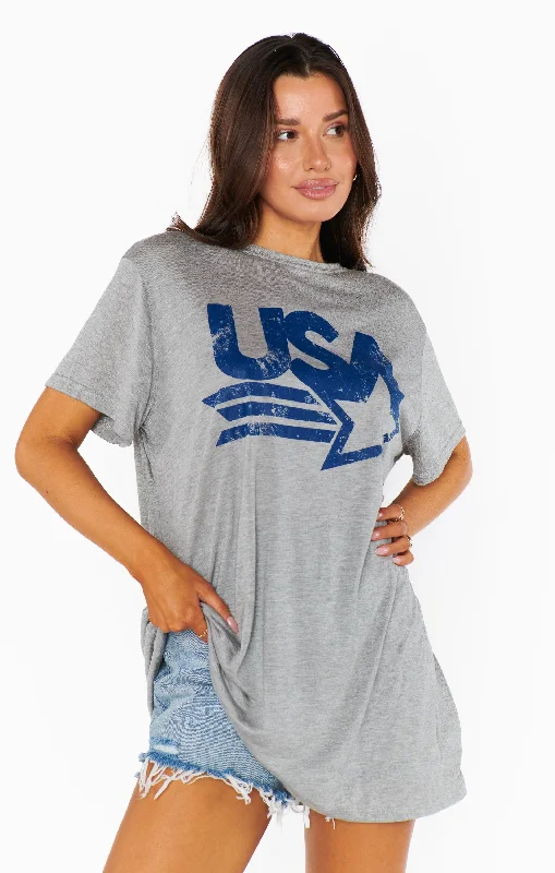 Women's Casual T-shirt for Comfortable Wear -Overnight Tee ~ USA Navy Graphic