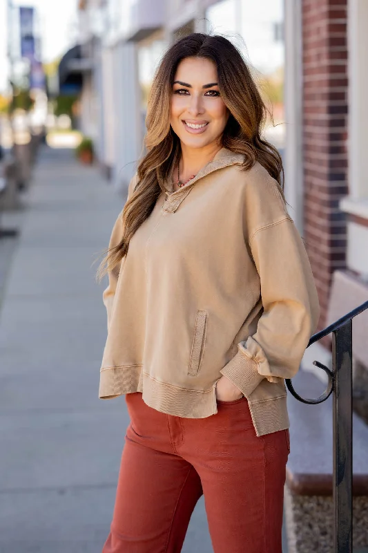Women's Sweatshirts for Busy Days -Oversized Side Slit Pullover