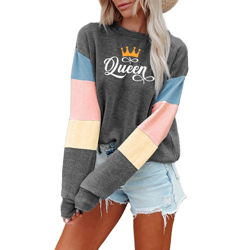 Women's Classic Crewneck Pullovers Sweater-Patchwork Fashion Women Sweatshirt Casual Long Sleeve Pullover Queen Print Crewneck Women logo hoodie Sweatshirt Women's Classic Crewneck Pullovers Sweater-Patchwork Fashion Women Sweatshirt Casual Long Sleeve Pullover Queen Print Crewneck Women logo hoodie Sweatshirt