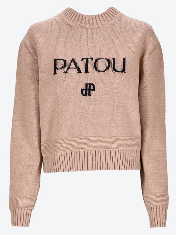 Knit Tops with Ribbon Ties-Patou jp intarsia sweater