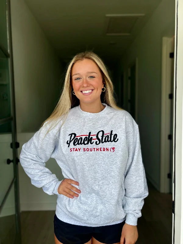 Women's Sweatshirts with Chic Detailing -Old School Peach State Sweatshirt Light Gray