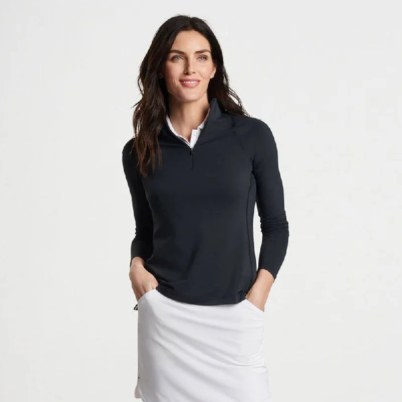 Women's Pullovers Sweater with Button Detail-Peter Millar Women's Raglan Sleeve Perth Layer Quarter-Zip Pullover Sweater - Black*