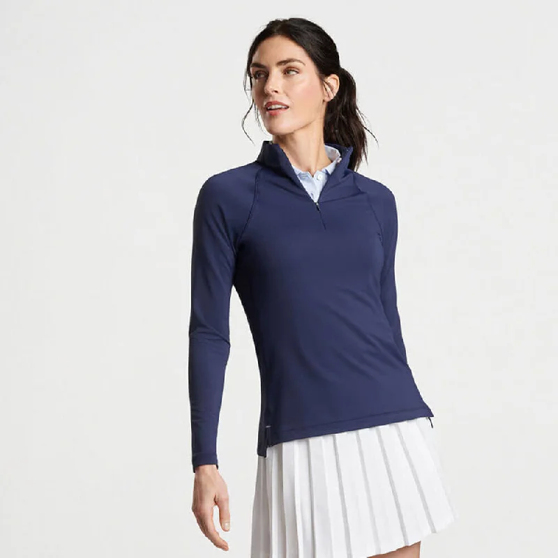 Women's Pullovers Sweater for Casual Look-Peter Millar Women's Raglan Sleeve Perth Layer Quarter-Zip Pullover Sweater - Navy*