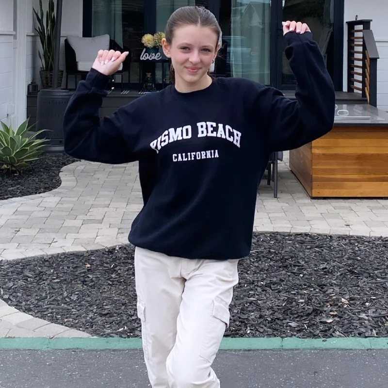 Women's Sweatshirts for Warm Comfort -Pismo Beach California Graphic Sweatshirt Black