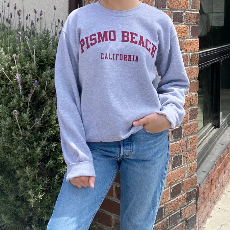 Women's Sweatshirts for Going Out -Pismo Beach Crewneck Sweatshirt Heather Grey