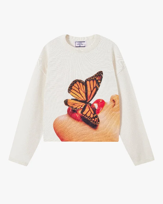 Knit Tops with Decorative Cuffs-BUTTERFLY KISS SWEATER