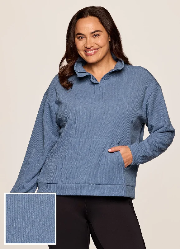 Women's Sweatshirts for Sleek Street Style -Plus Harbor Ribbed 1/4 Zip