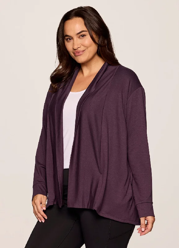 Women's Sweatshirts for Cozy Mornings -Plus Lotus Open Cardigan
