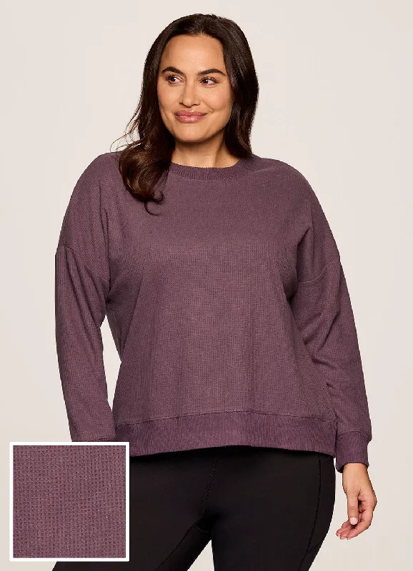 Women's Sweatshirts with Flattering Design -Plus Off Days Relaxed Waffle Knit Sweatshirt