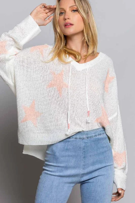 Women's Sweatshirts for Keeping Warm -POL Thin Star Sweater