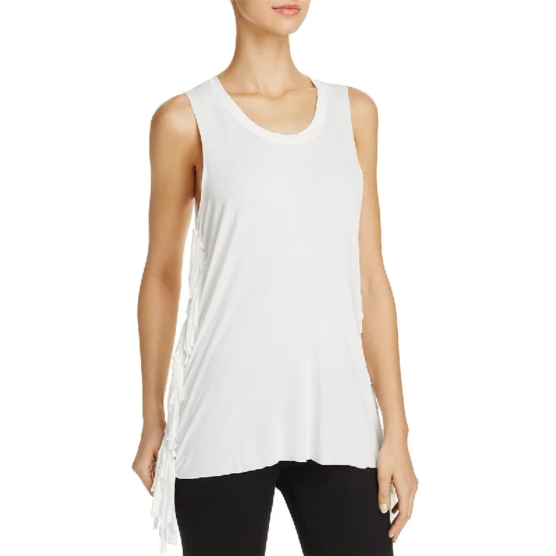 Women's Sleek Camisoles for Under Jackets -POL Womens Fringe Sleeveless Tank Top