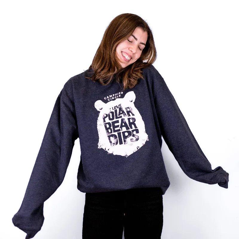 Women's Sweatshirts for Active Street Style -Polar Bear Dips Heather Navy Crewneck