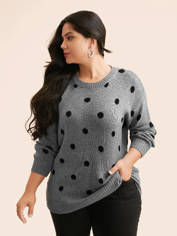 Women's Lightweight V-neck Knit Pullovers Sweater-Polka Dot Drop Shoulder Sleeve Pullover Women's Lightweight V-neck Knit Pullovers Sweater-Polka Dot Drop Shoulder Sleeve Pullover