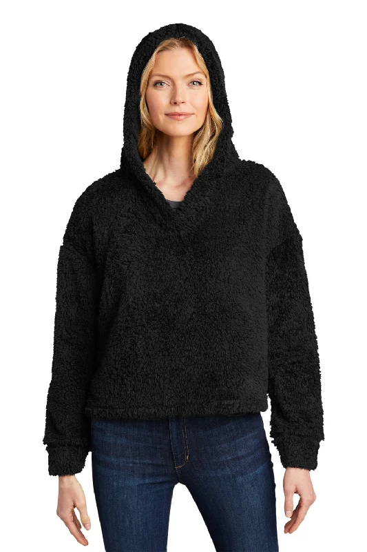 Women's Sweatshirts with Hood for Extra Warmth -Port Authority Womens Cozy Sherpa Fleece Hooded Sweatshirt Hoodie - Black