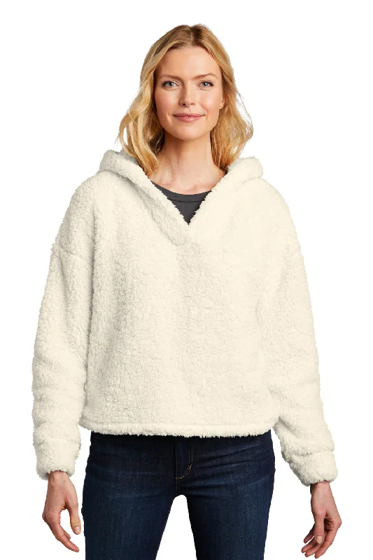 Women's Sweatshirts with Fashionable Sleeves -Port Authority Womens Cozy Sherpa Fleece Hooded Sweatshirt Hoodie - Marshmallow