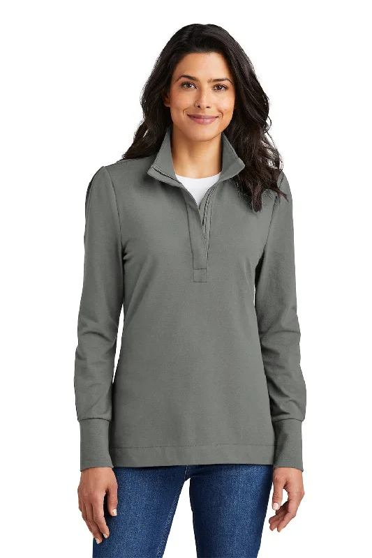 Women's Sweatshirts with Bold Pattern Design -Port Authority Womens Fairway 1/4 Zip Sweatshirt - Shadow Grey Women's Sweatshirts with Bold Pattern Design -Port Authority Womens Fairway 1/4 Zip Sweatshirt - Shadow Grey