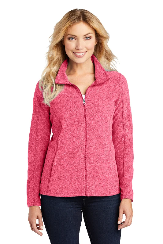 Women's Sweatshirts for Layering -Port Authority Womens Pill Resistant Heather Microfleece Full Zip Sweatshirt - Heather Raspberry Pink Women's Sweatshirts for Layering -Port Authority Womens Pill Resistant Heather Microfleece Full Zip Sweatshirt - Heather Raspberry Pink