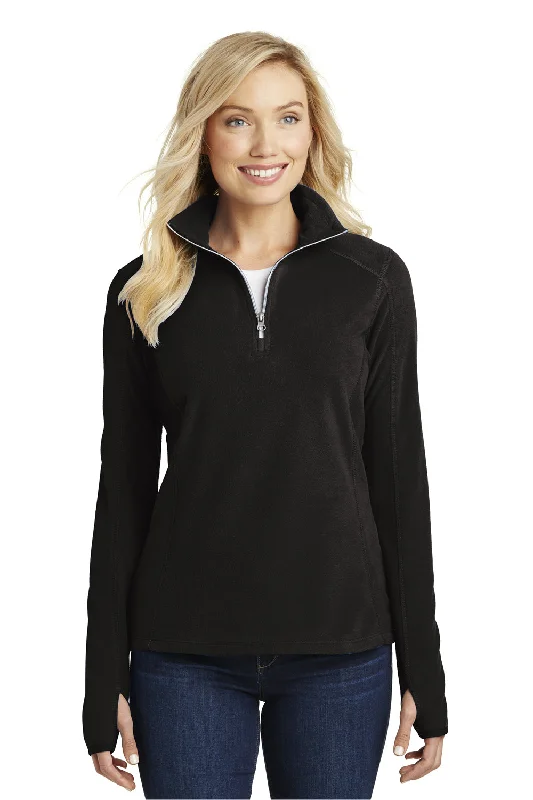 Women's Sweatshirts for Relaxing and Lounging -Port Authority Womens Pill Resistant Microfleece 1/4 Zip Sweatshirt - Black