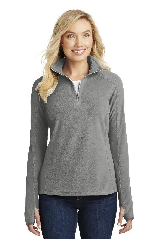 Women's Sweatshirts for Indoor Relaxing -Port Authority Womens Pill Resistant Microfleece 1/4 Zip Sweatshirt - Pearl Grey