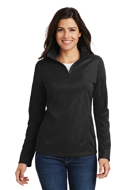 Women's Sweatshirts with Floral Print -Port Authority Womens Moisture Wicking 1/4 Zip Sweatshirt - Black