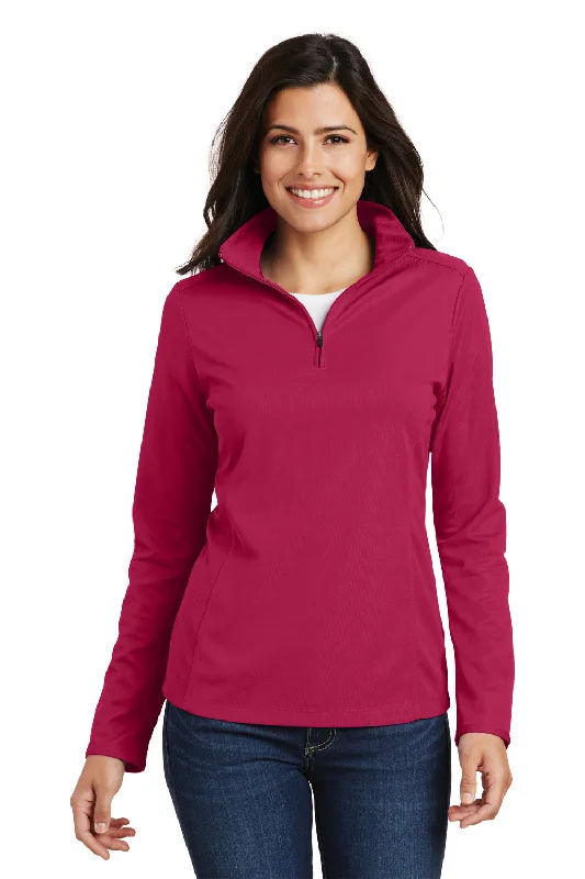 Women's Sweatshirts for Indoor Relaxing -Port Authority Womens Moisture Wicking 1/4 Zip Sweatshirt - Dark Fuchsia Pink - Closeout