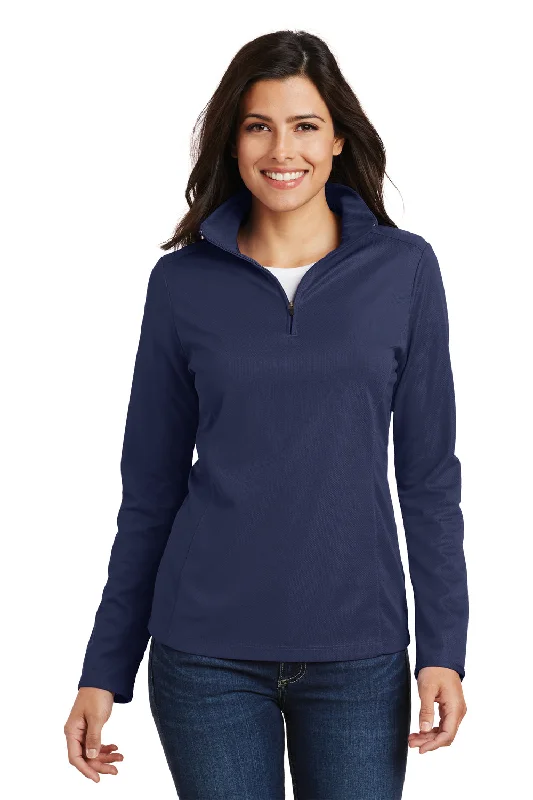 Women's Sweatshirts for Street Fashion -Port Authority Womens Moisture Wicking 1/4 Zip Sweatshirt - True Navy Blue