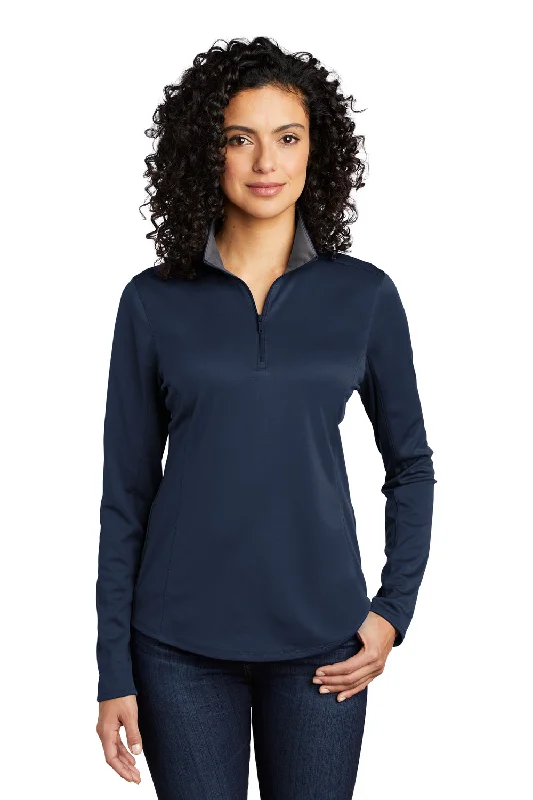 Women's Sweatshirts for Travel-Friendly Fashion -Port Authority Womens Silk Touch Performance Moisture Wicking 1/4 Zip Sweatshirt - Navy Blue/Steel Grey Women's Sweatshirts for Travel-Friendly Fashion -Port Authority Womens Silk Touch Performance Moisture Wicking 1/4 Zip Sweatshirt - Navy Blue/Steel Grey