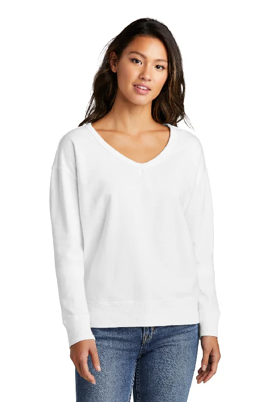 Women's Sweatshirts for Beach Trips -Port & Company Womens Beach Wash Garment Dyed V-Neck Sweatshirt - White