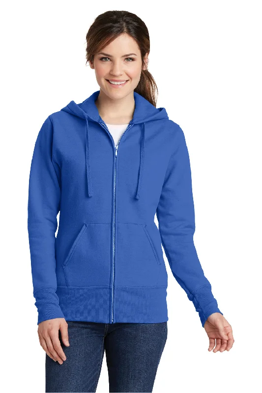 Women's Sweatshirts for Post-Yoga Comfort -Port & Company Womens Core Pill Resistant Fleece Full Zip Hooded Sweatshirt Hoodie - Royal Blue Women's Sweatshirts for Post-Yoga Comfort -Port & Company Womens Core Pill Resistant Fleece Full Zip Hooded Sweatshirt Hoodie - Royal Blue