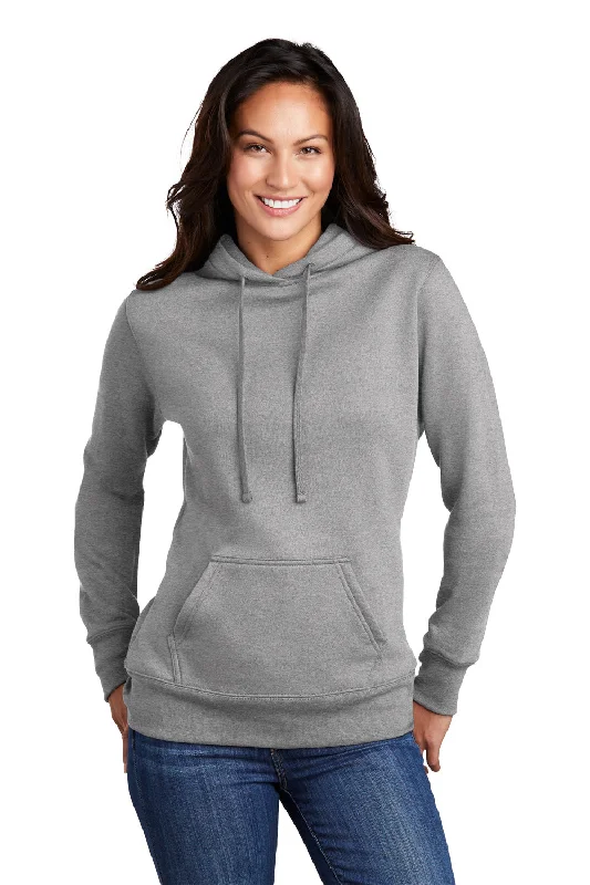Women's Sweatshirts with Modern Fit -Port & Company Womens Core Fleece Hooded Sweatshirt Hoodie - Heather Grey