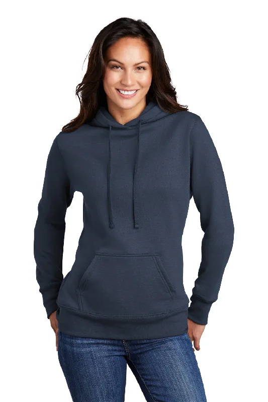 Women's Sweatshirts with Ribbed Cuffs and Hem -Port & Company Womens Core Fleece Hooded Sweatshirt Hoodie - Navy Blue Women's Sweatshirts with Ribbed Cuffs and Hem -Port & Company Womens Core Fleece Hooded Sweatshirt Hoodie - Navy Blue