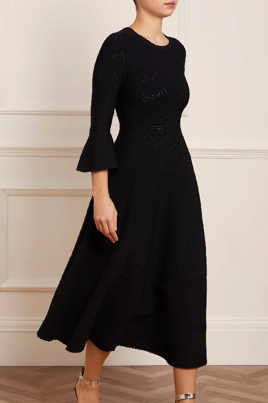 Knit Tops with Pompoms-Pretty Pointelle Knit Ankle Gown
