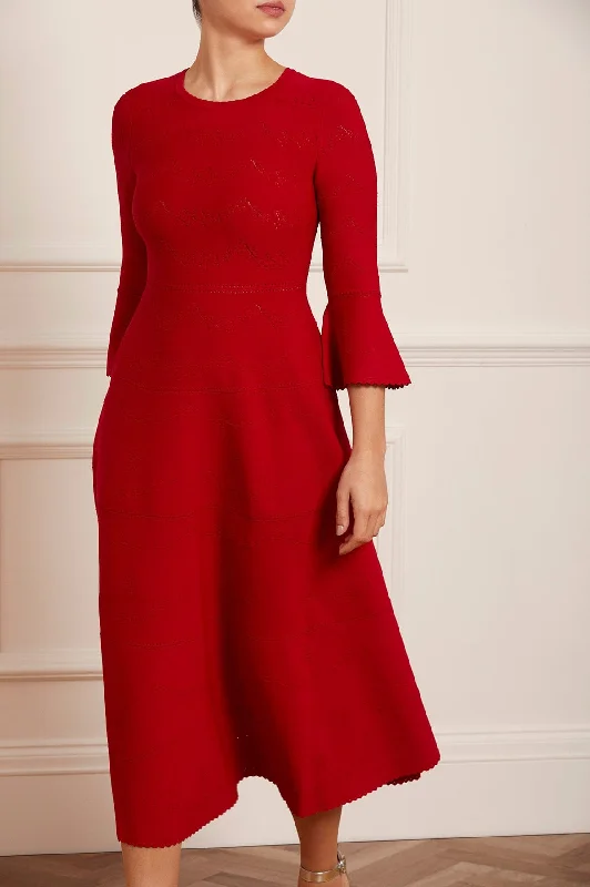 Knit Tops with Vertical Stripes-Pretty Pointelle Knit Ankle Gown