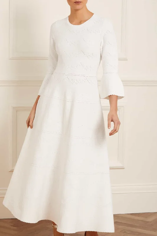Knit Tops with Ribbed Knit Patterns-Pretty Pointelle Knit Gown