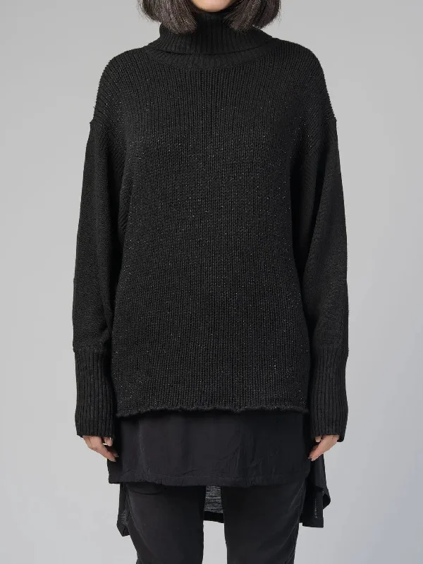Women's Knit Sweater with Statement Sleeves -KNIT