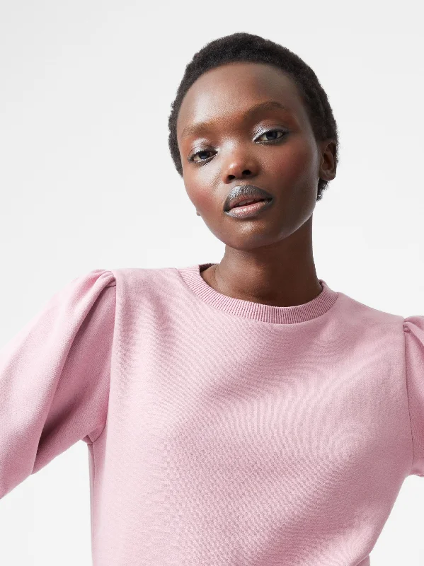Women's Knit Sweater with Open Back Design -Puff Sleeve Sweatshirt