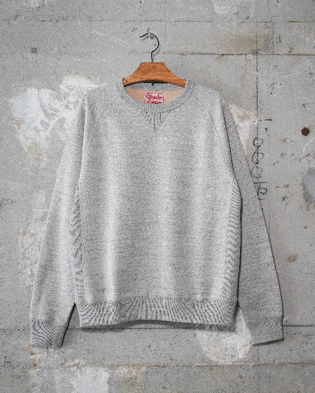Women's Sweatshirts for Layering in Winter -Pullover Crewneck - Fleeced Foxfibre® - Heather Grey