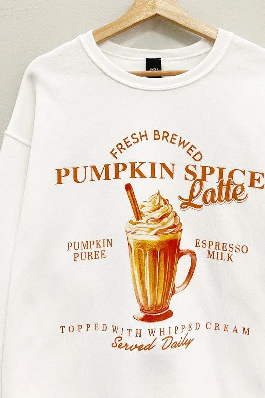 Women's Sweatshirts with Sporty Appeal -Pumpkin Spice Latte Sweatshirt S-XL