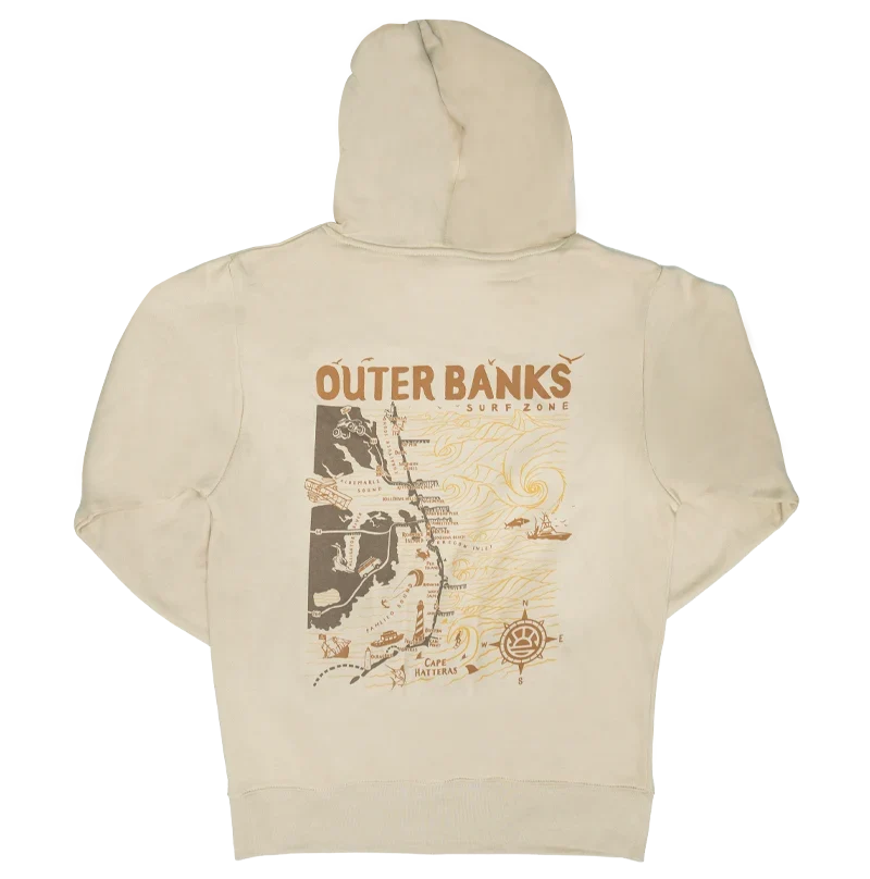 Women's Sweatshirts for Cozy Mornings -REAL Outer Banks Map Wmn's Hooded Sweatshirt-Bone